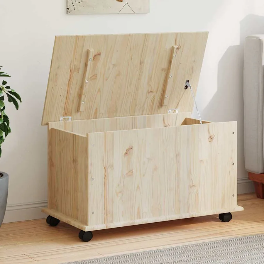 Coffre de rangement à roulettes ALTA 73x39,5x43 cm bois de pin