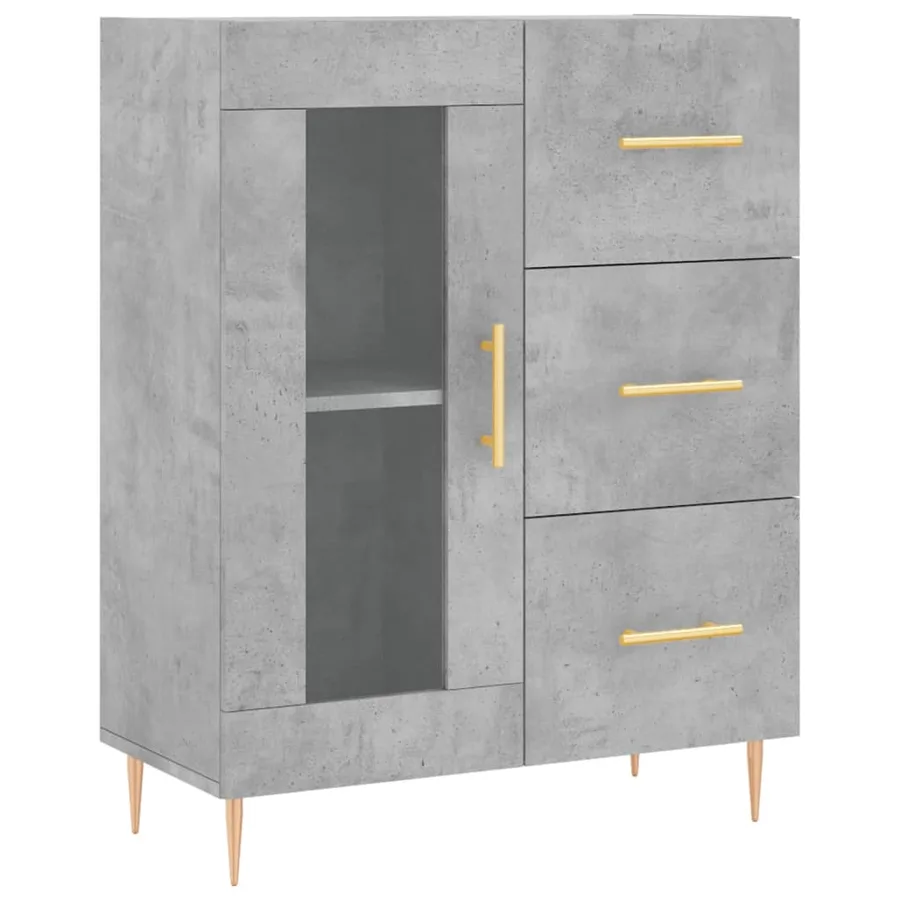Buffet haut Gris béton 69,5x34x180 cm Bois d'ingénierie - 7