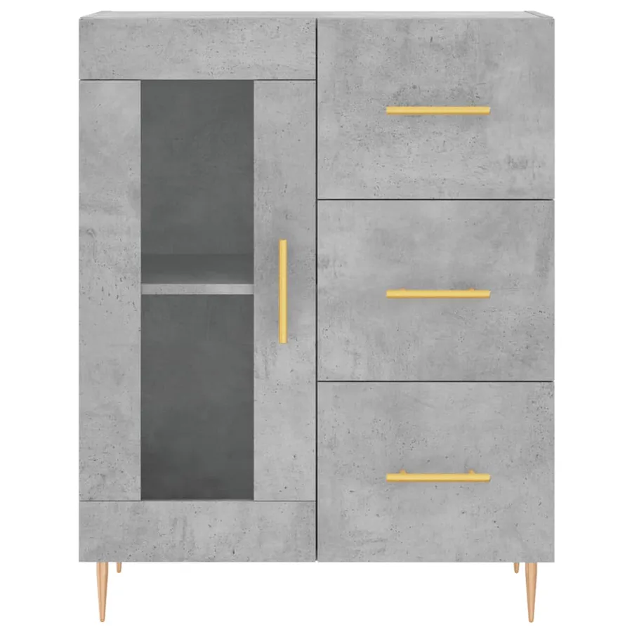 Buffet haut Gris béton 69,5x34x180 cm Bois d'ingénierie - 8