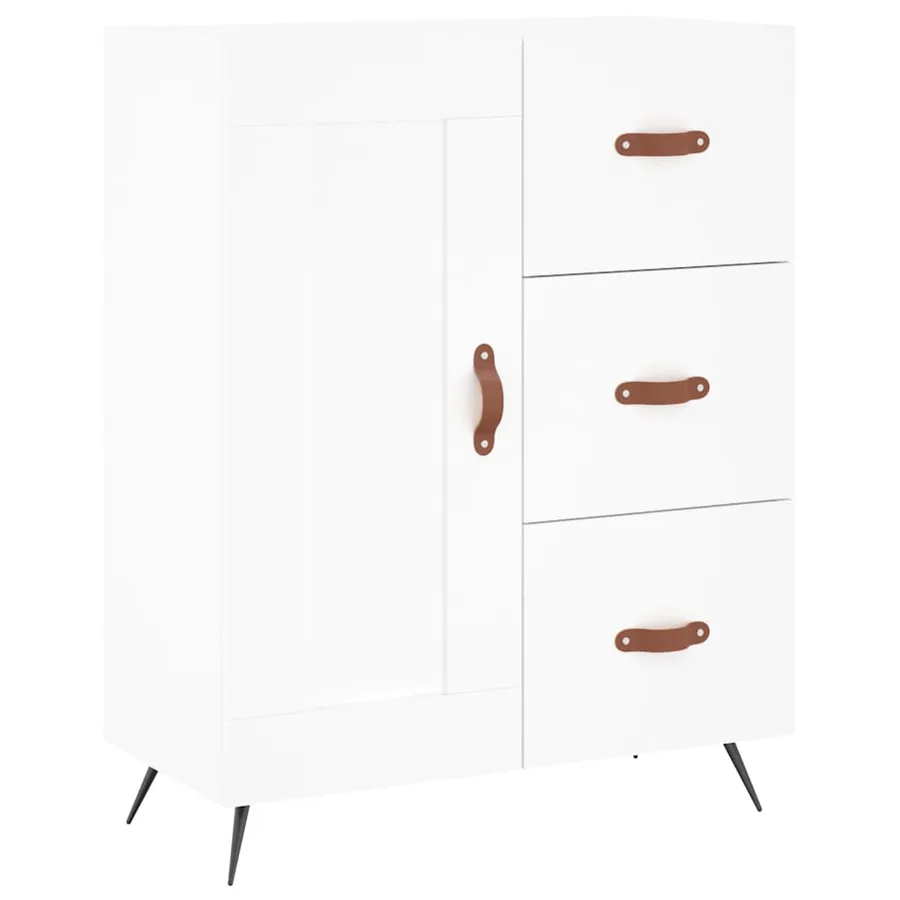 Buffet haut Blanc 69,5x34x180 cm Bois d'ingénierie - 7