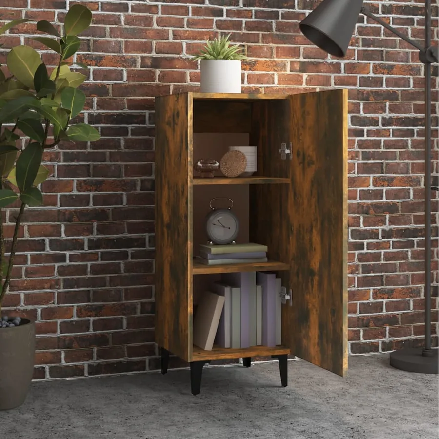 Buffet Chêne fumé 34,5x34x90 cm Bois d'ingénierie - 3