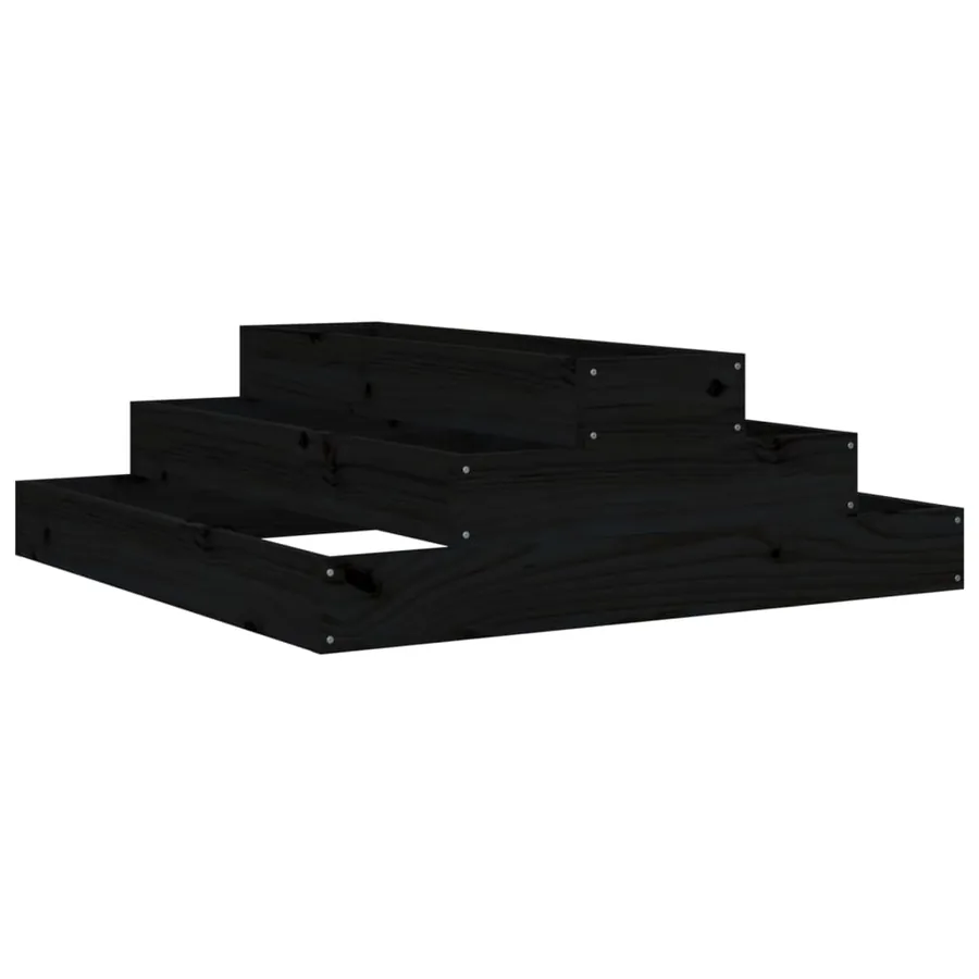 Jardinière Noir 80x80x27 cm Bois massif de pin - 2