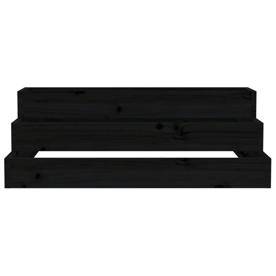 Jardinière Noir 80x80x27 cm Bois massif de pin - 4