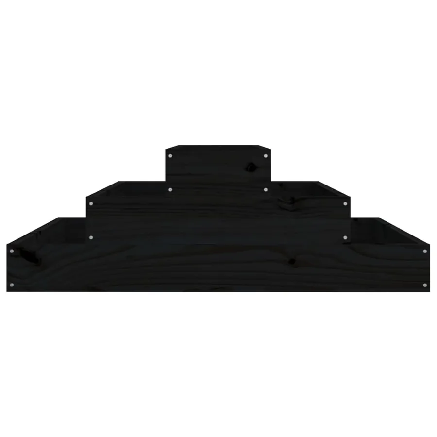Jardinière Noir 80x80x27 cm Bois massif de pin - 5