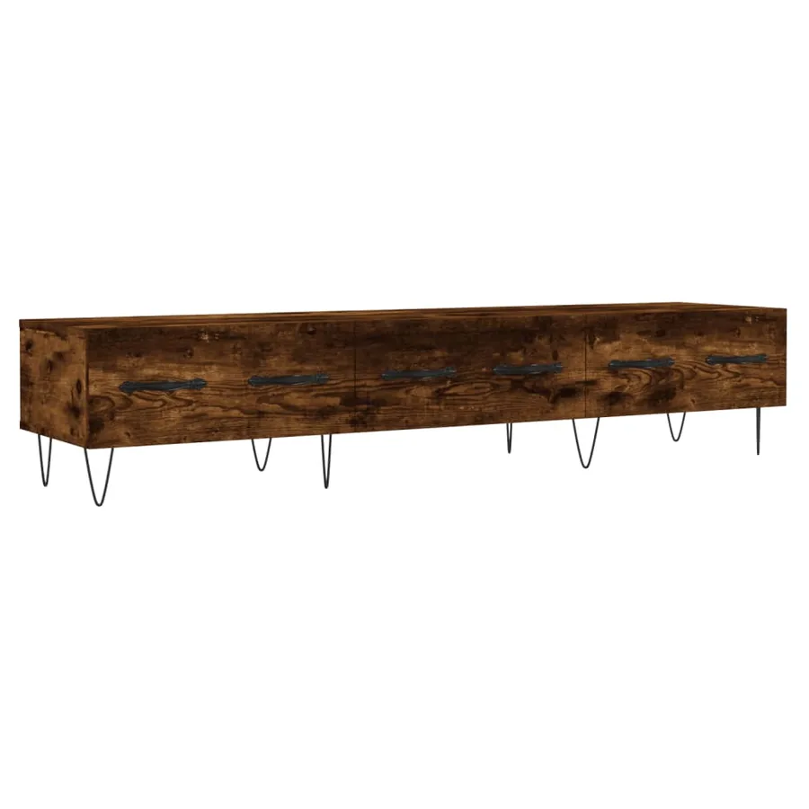 Meuble TV chêne fumé 150x36x30 cm bois d'ingénierie - 2