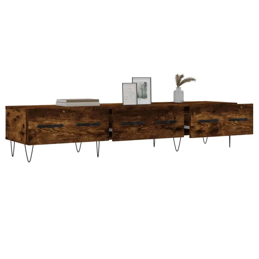 Meuble TV chêne fumé 150x36x30 cm bois d'ingénierie - 4