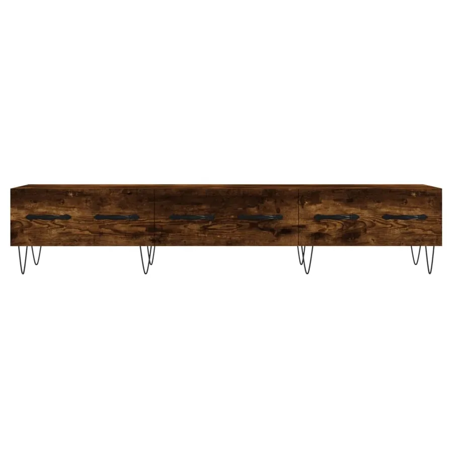 Meuble TV chêne fumé 150x36x30 cm bois d'ingénierie - 5