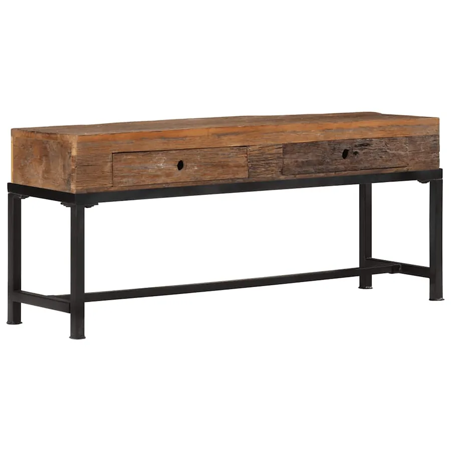 Meuble TV 110x30x46 cm bois massif de récupération - 11