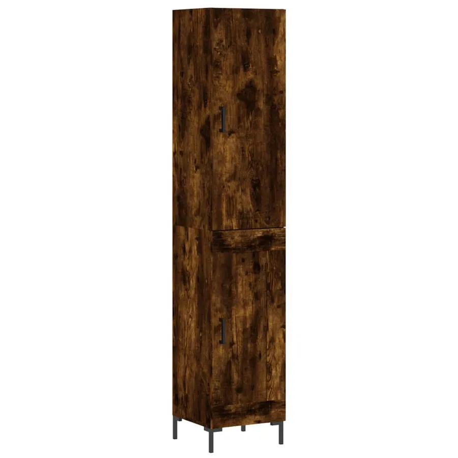 Buffet haut Chêne fumé 34,5x34x180 cm Bois d'ingénierie - 2