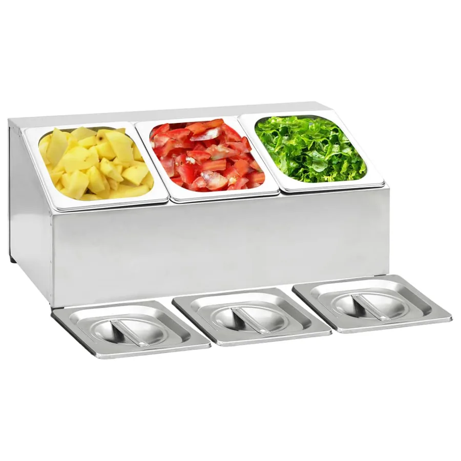 Récipient Gastronorm avec 3 bacs GN 1/6 Acier inoxydable