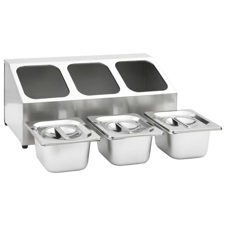 Récipient Gastronorm avec 3 bacs GN 1/6 Acier inoxydable - 7