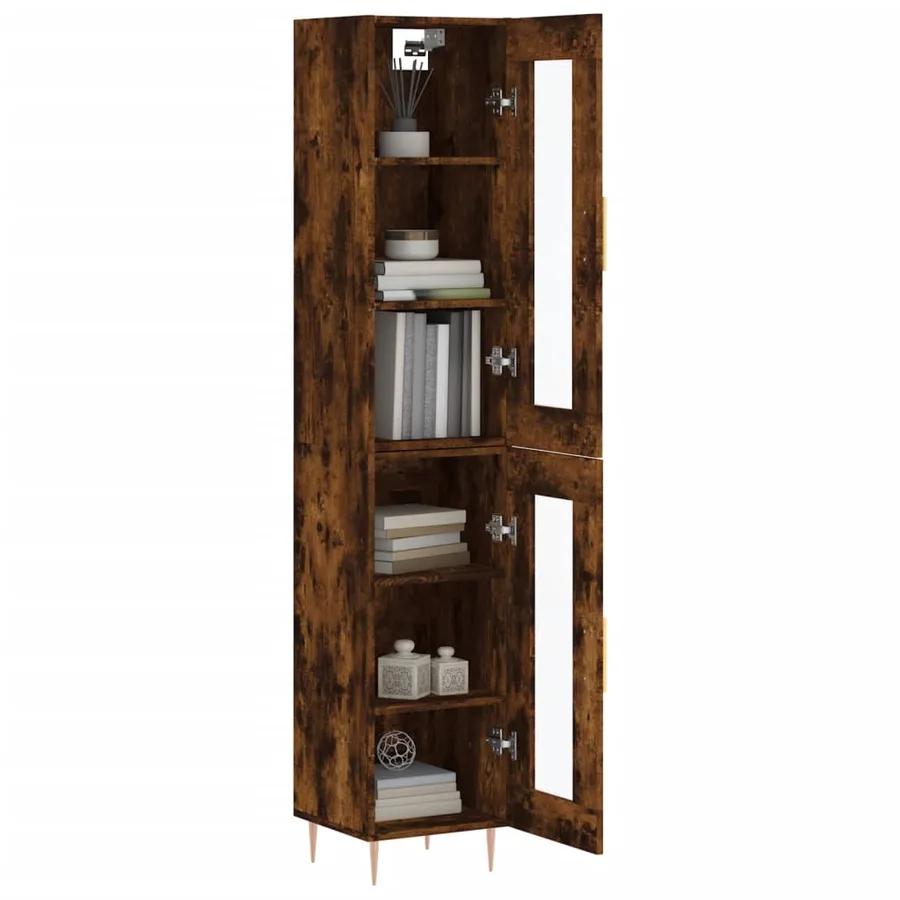 Buffet haut Chêne fumé 34,5x34x180 cm Bois d'ingénierie - 3