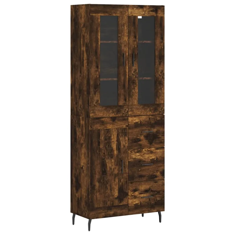 Buffet haut Chêne fumé 69,5x34x180 cm Bois d'ingénierie - 2