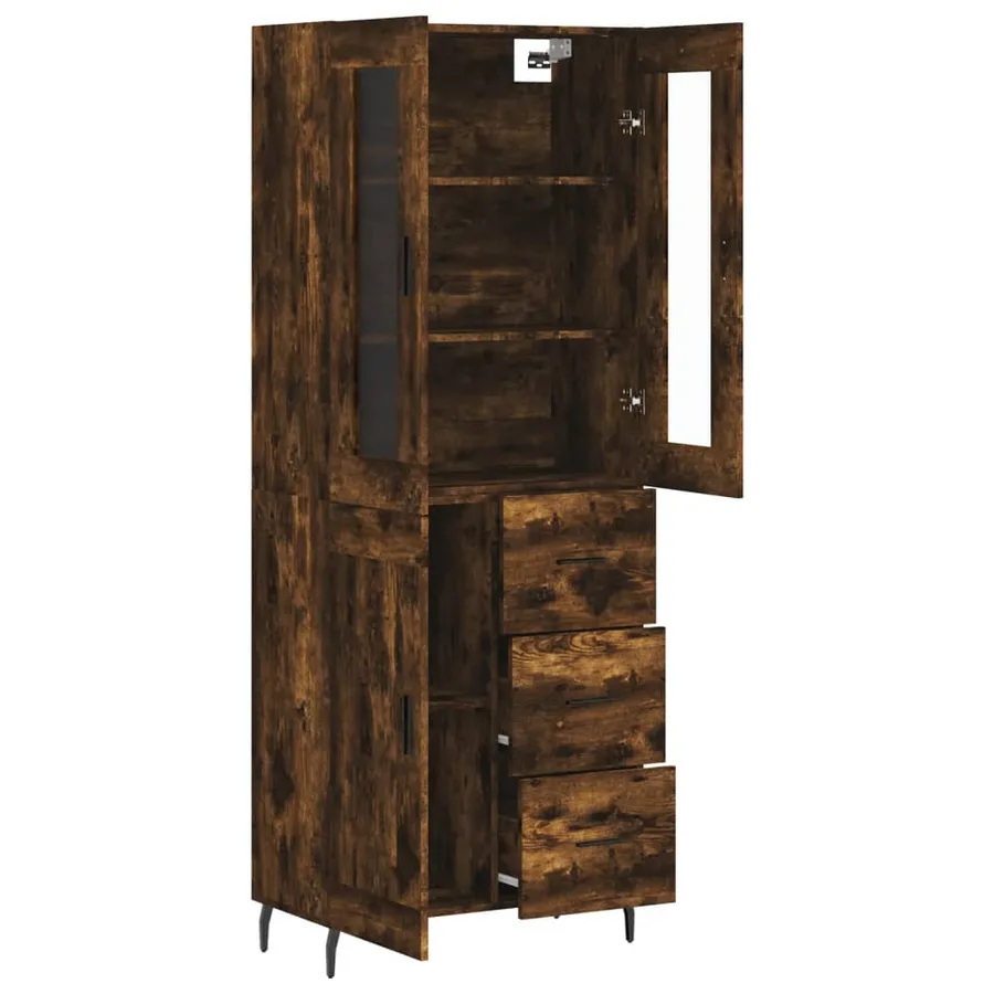 Buffet haut Chêne fumé 69,5x34x180 cm Bois d'ingénierie - 4