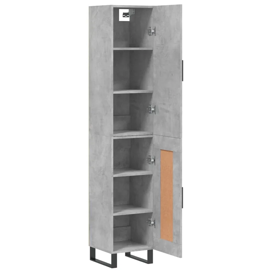 Buffet haut Gris béton 34,5x34x180 cm Bois d'ingénierie - 4