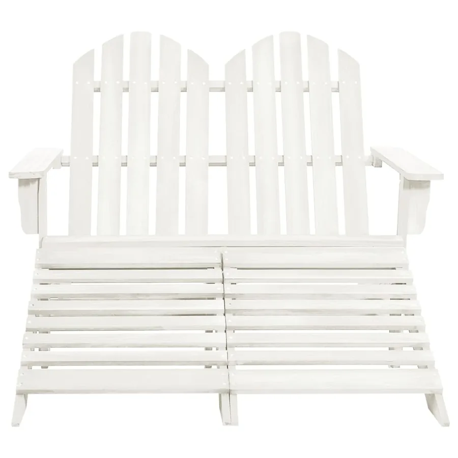 Chaise de jardin Adirondack 2 places et repose-pied sapin blanc - 2