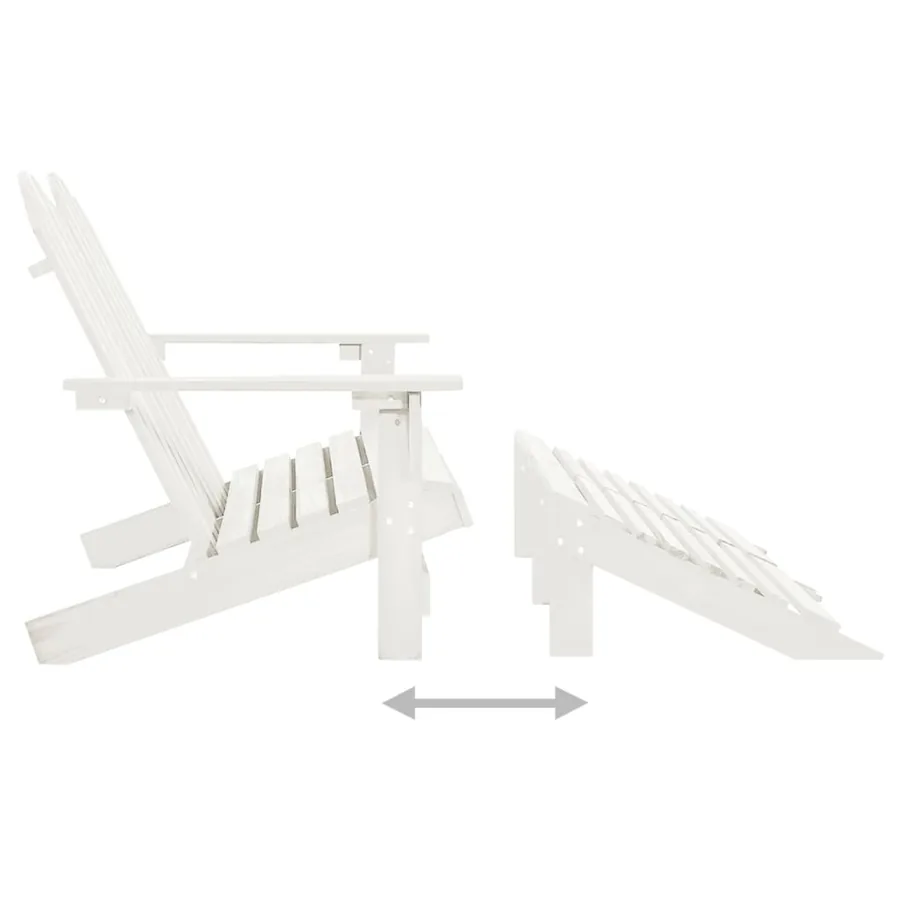 Chaise de jardin Adirondack 2 places et repose-pied sapin blanc - 5