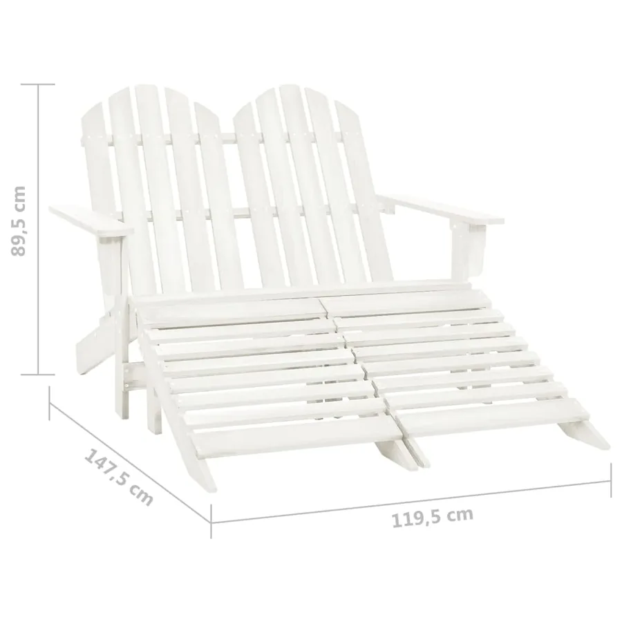 Chaise de jardin Adirondack 2 places et repose-pied sapin blanc - 8