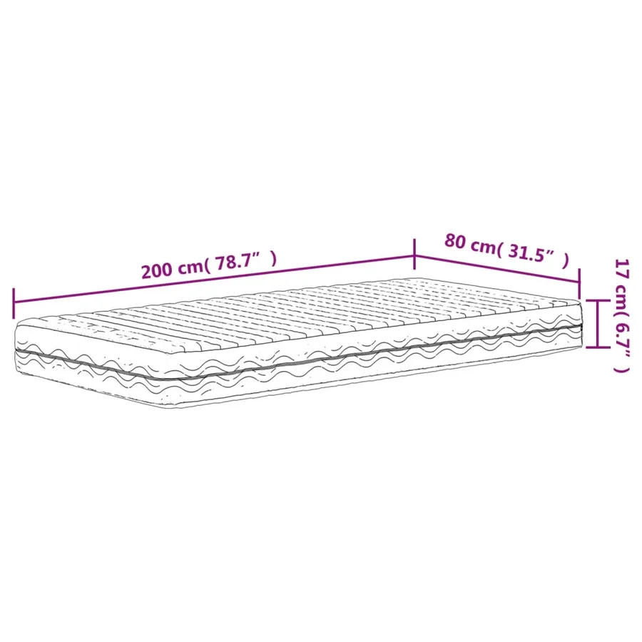 Matelas en mousse blanc 80x200 cm dureté H2 H3 - 9