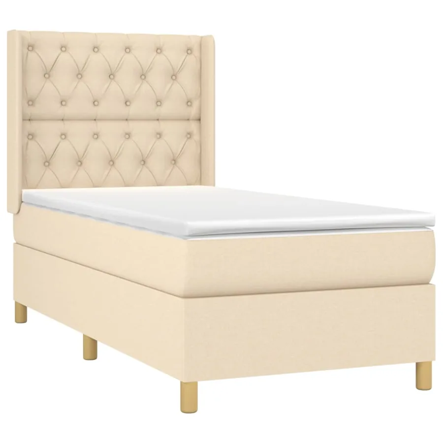 Sommier à lattes de lit matelas et LED Crème 80x200cm Tissu - 4