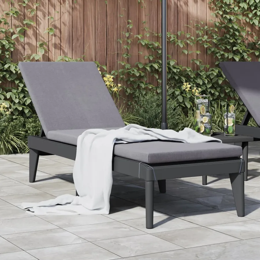 Chaise longue anthracite 186x60x29 cm PP - 11