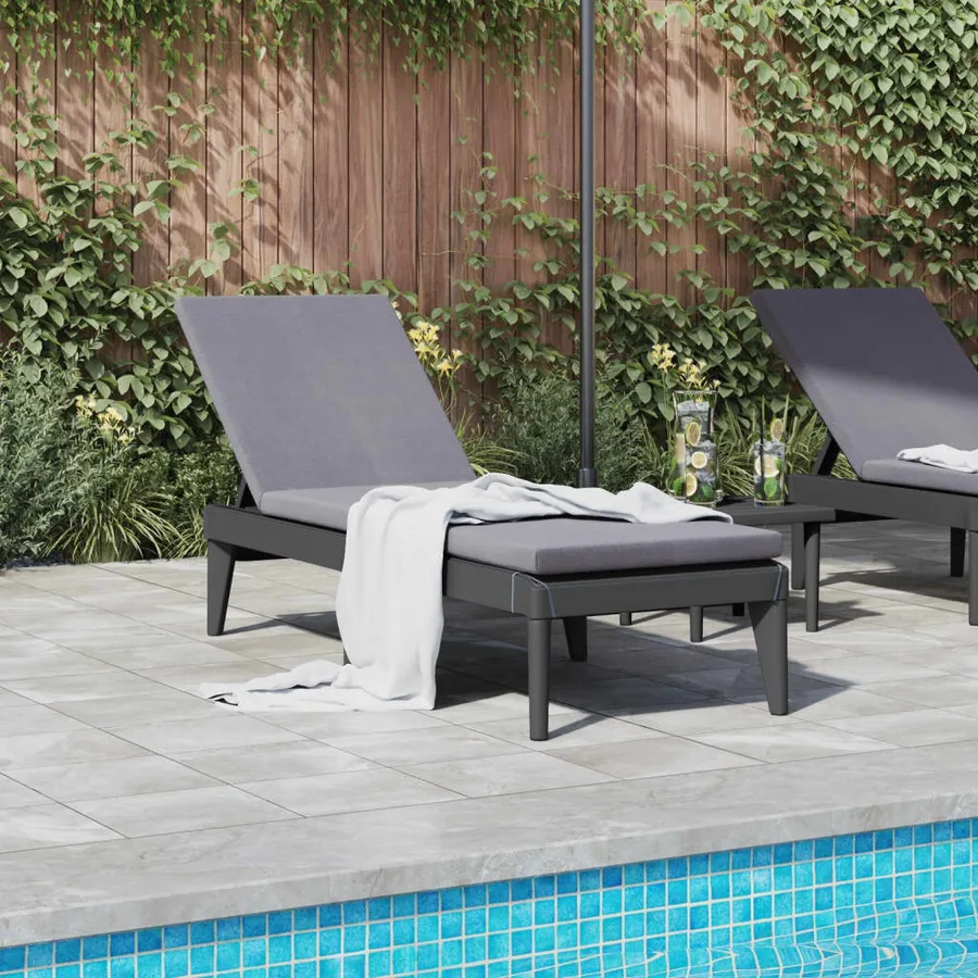 Chaise longue anthracite 186x60x29 cm PP - 13