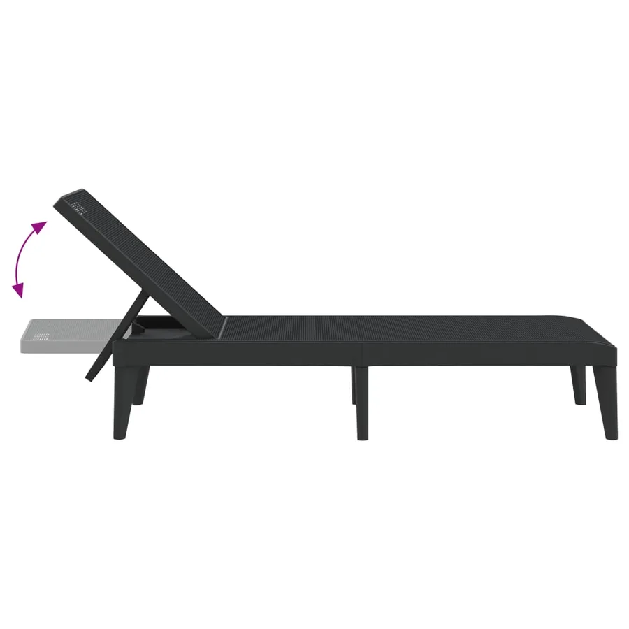 Chaise longue anthracite 186x60x29 cm PP - 17