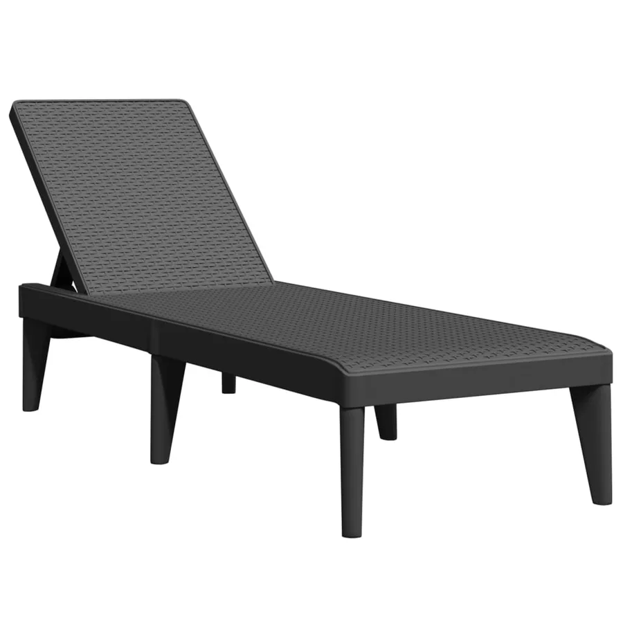 Chaise longue anthracite 186x60x29 cm PP - 2