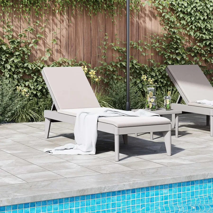 Chaise longue anthracite 186x60x29 cm PP - 23