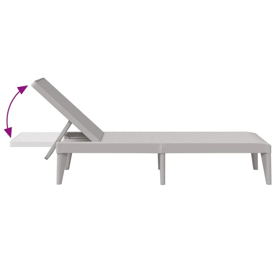 Chaise longue anthracite 186x60x29 cm PP - 27