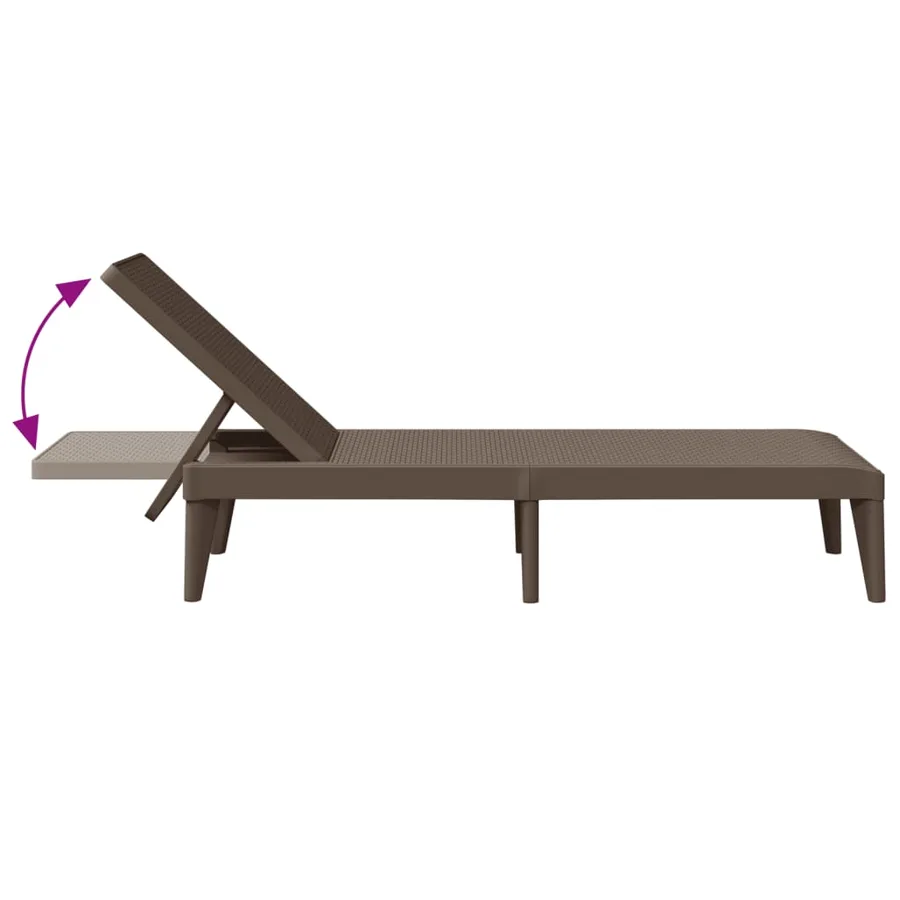 Chaise longue anthracite 186x60x29 cm PP - 37