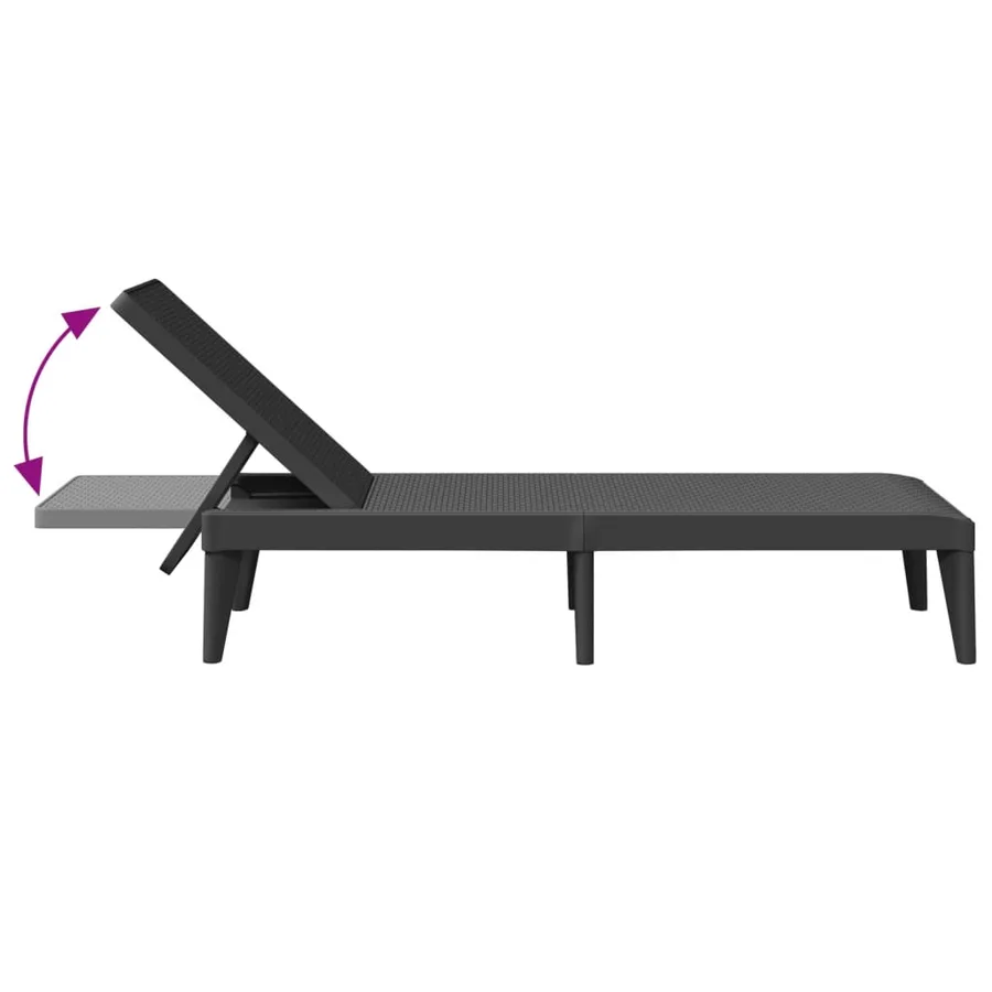 Chaise longue anthracite 186x60x29 cm PP - 7