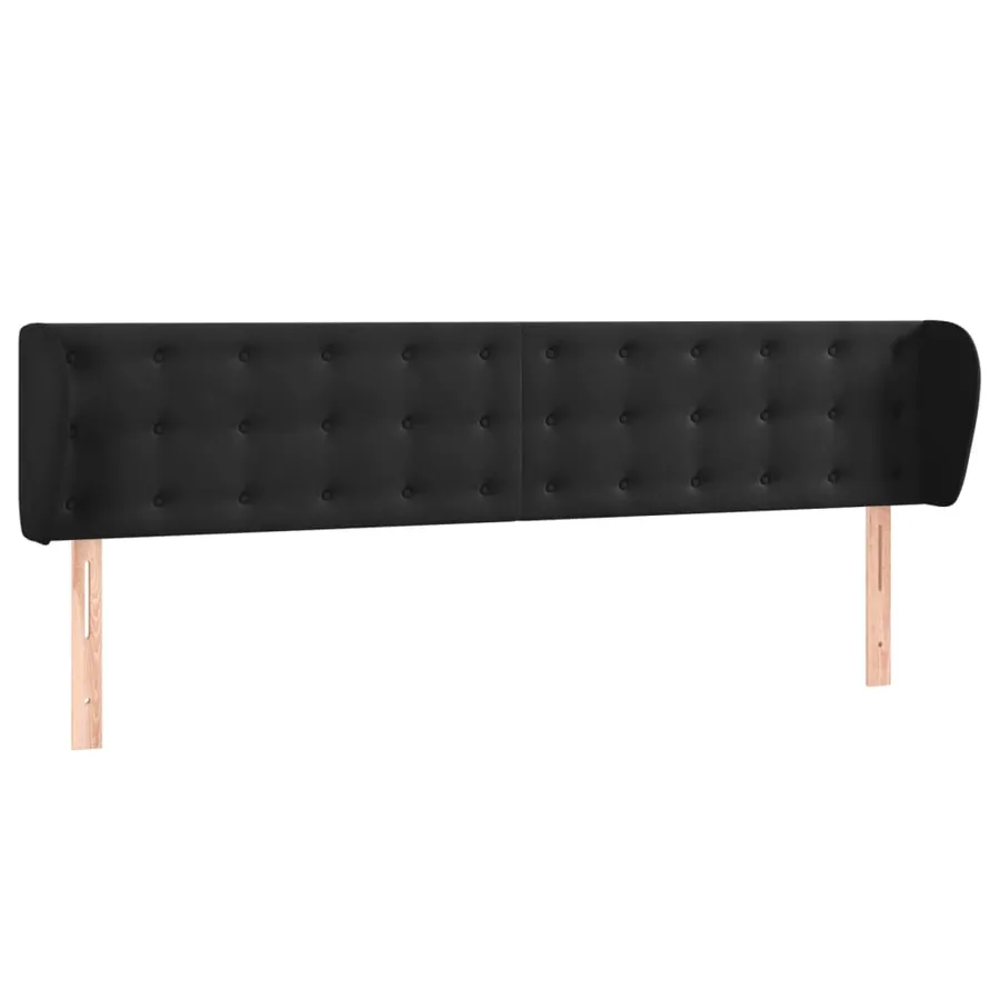 Tête de lit avec oreilles Noir 163x23x78/88 cm Velours - 2
