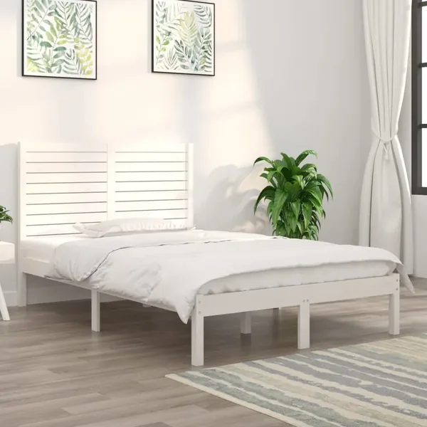 Cadre de lit sans matelas blanc 140x190 cm bois massif