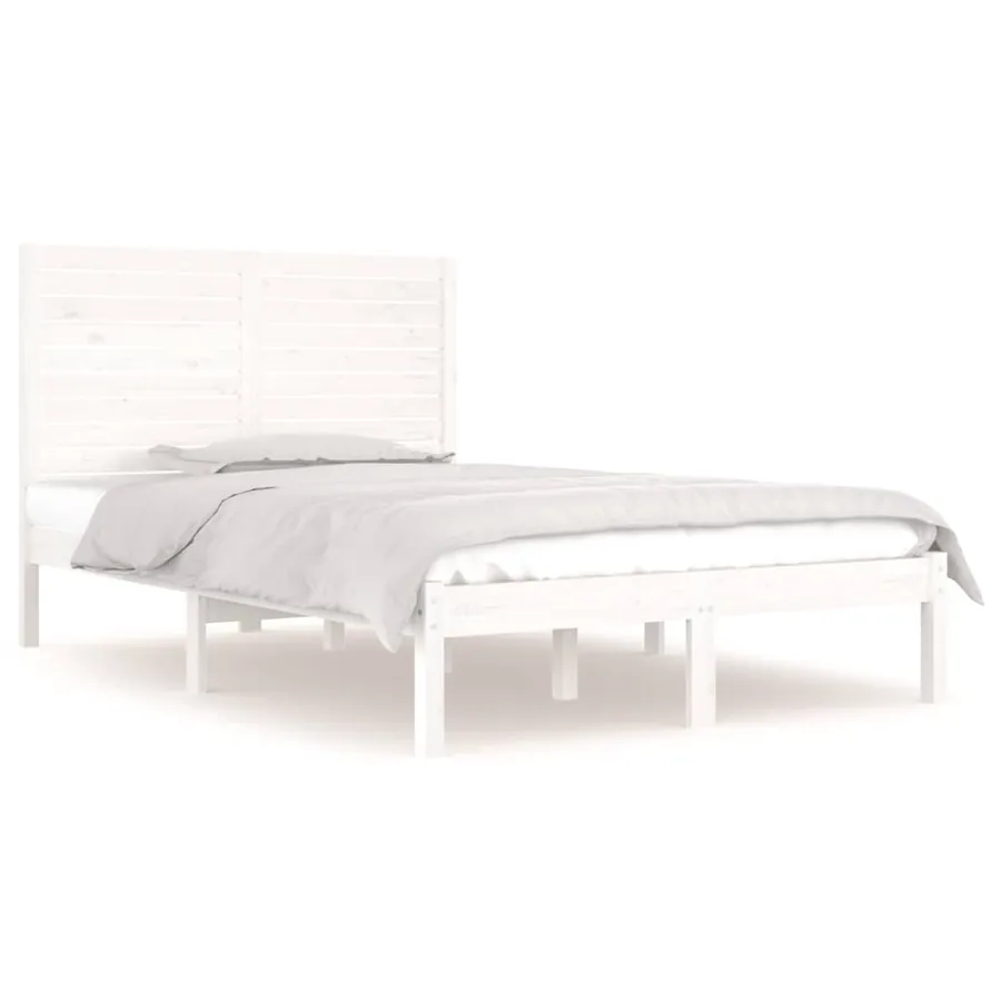Cadre de lit sans matelas blanc 140x190 cm bois massif - 2