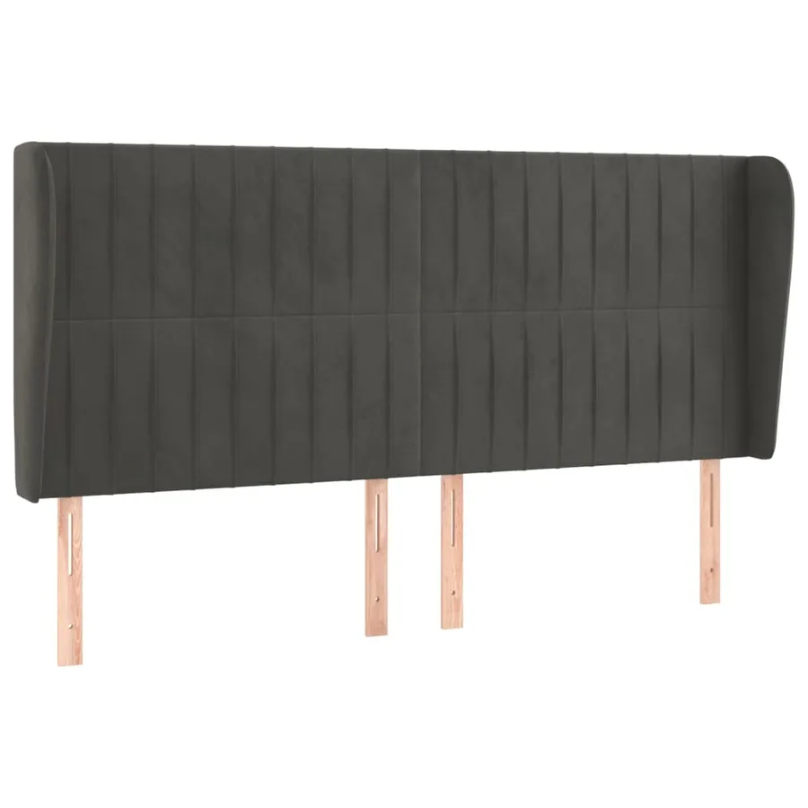 Tête de lit avec oreilles Gris foncé 163x23x118/128 cm Velours - 2