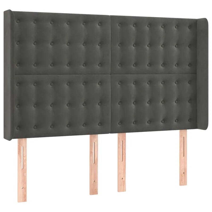 Tête de lit à LED Gris foncé 147x16x118/128 cm Velours - 3