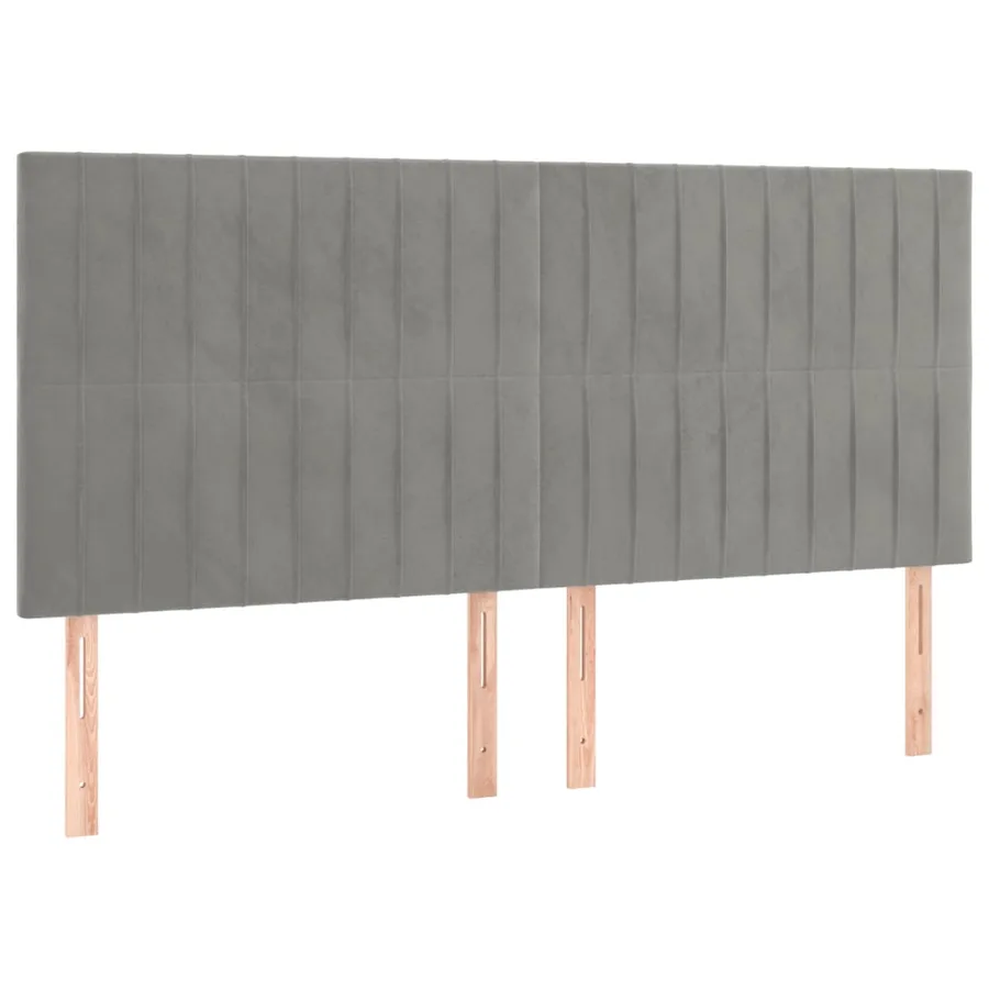 Tête de lit Gris clair 160x5x118/128 cm Velours - 2