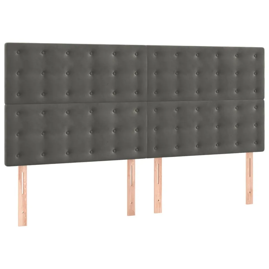 Tête de lit Gris foncé 200 x 5 x 118/128 cm Velours - 2