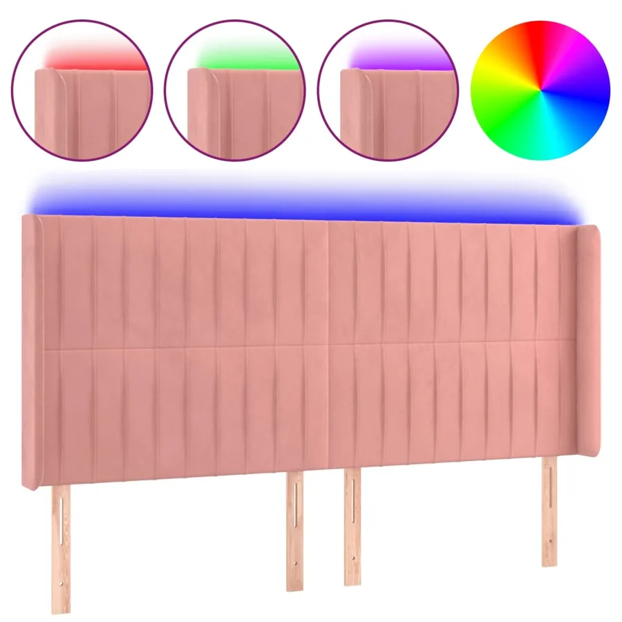 Tête de lit à LED Rose 183x16x118/128 cm Velours - 2