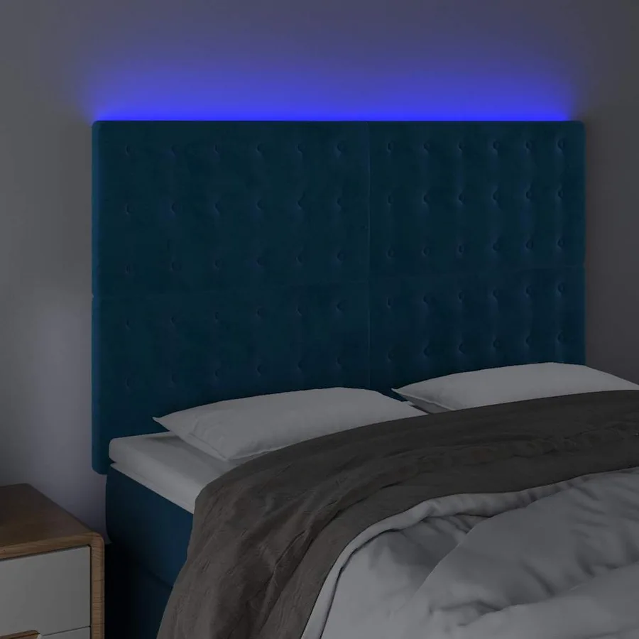 Tête de lit à LED Bleu foncé 144x5x118/128 cm Velours - 3