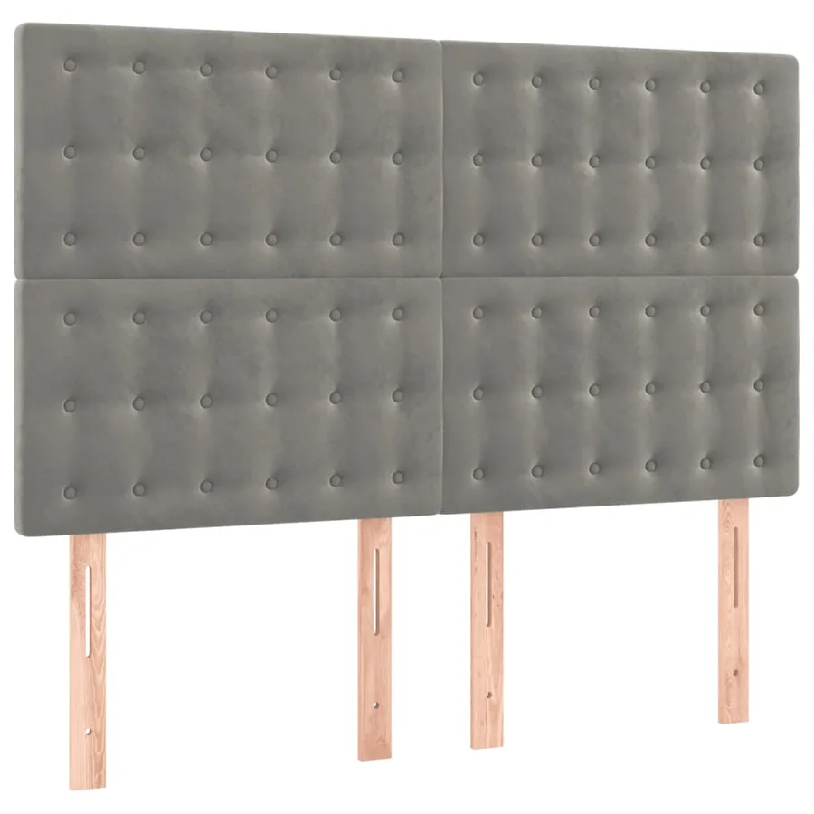 Tête de lit à LED Gris clair 144x5x118/128 cm Velours - 4