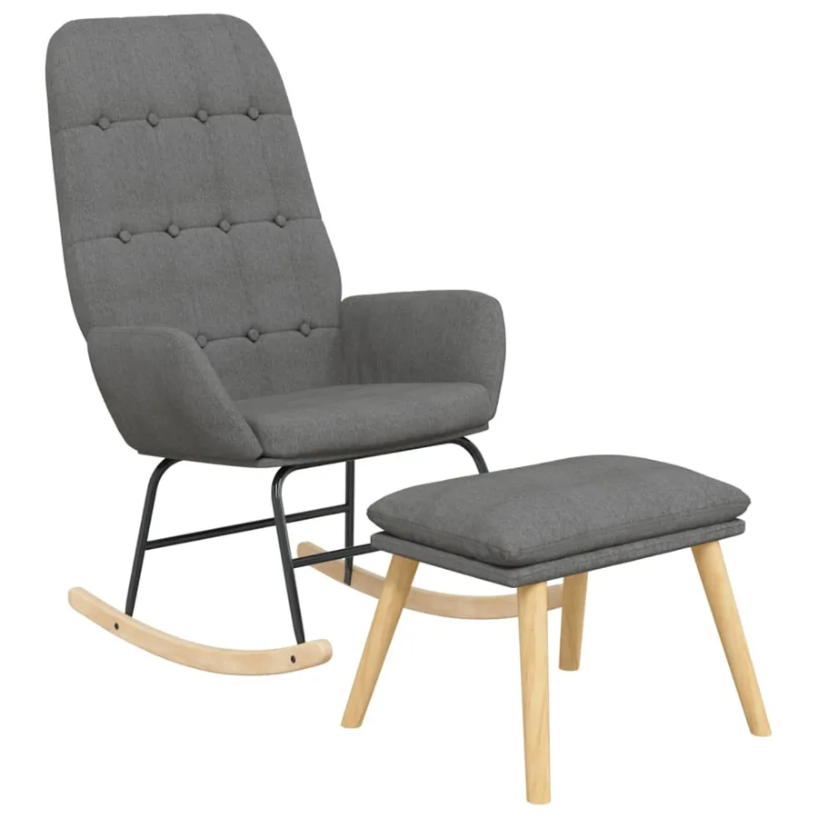 Chaise à bascule avec repose-pied Gris clair Tissu - 3