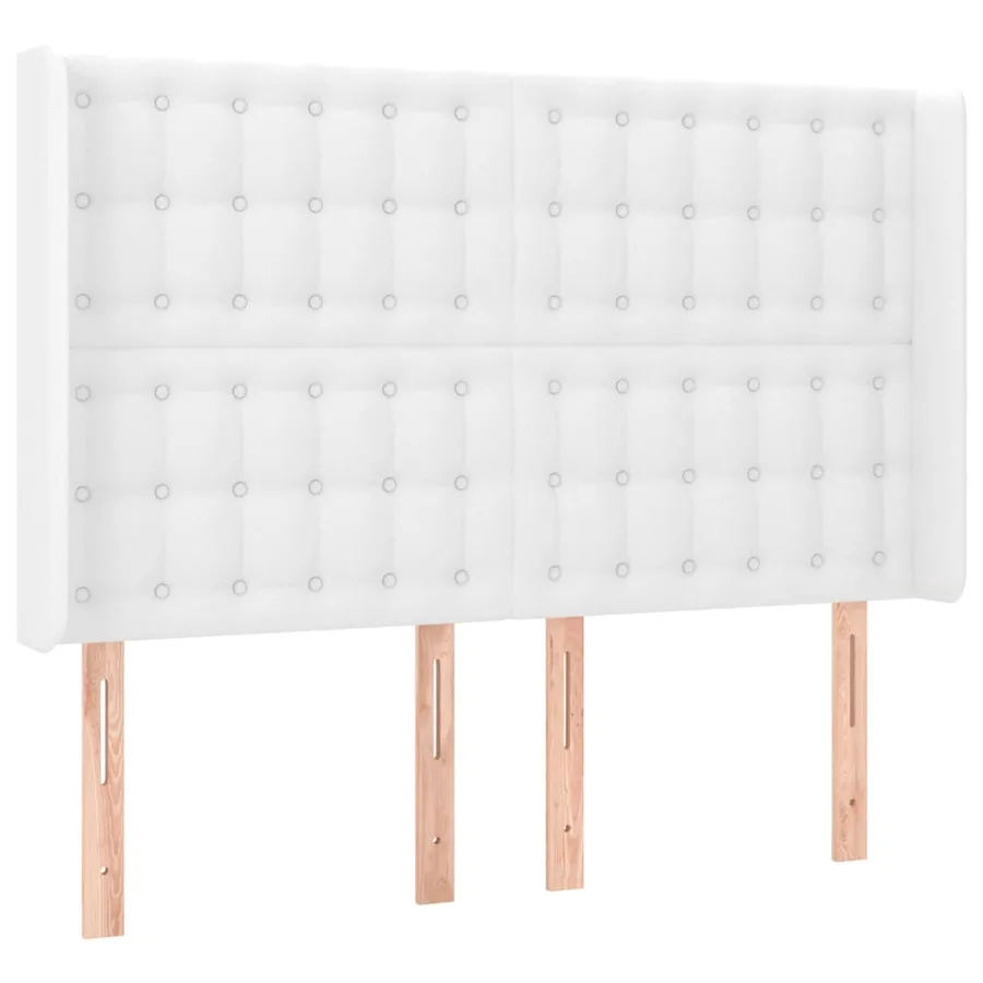 Tête de lit avec oreilles Blanc 147x16x118/128 cm Similicuir - 2