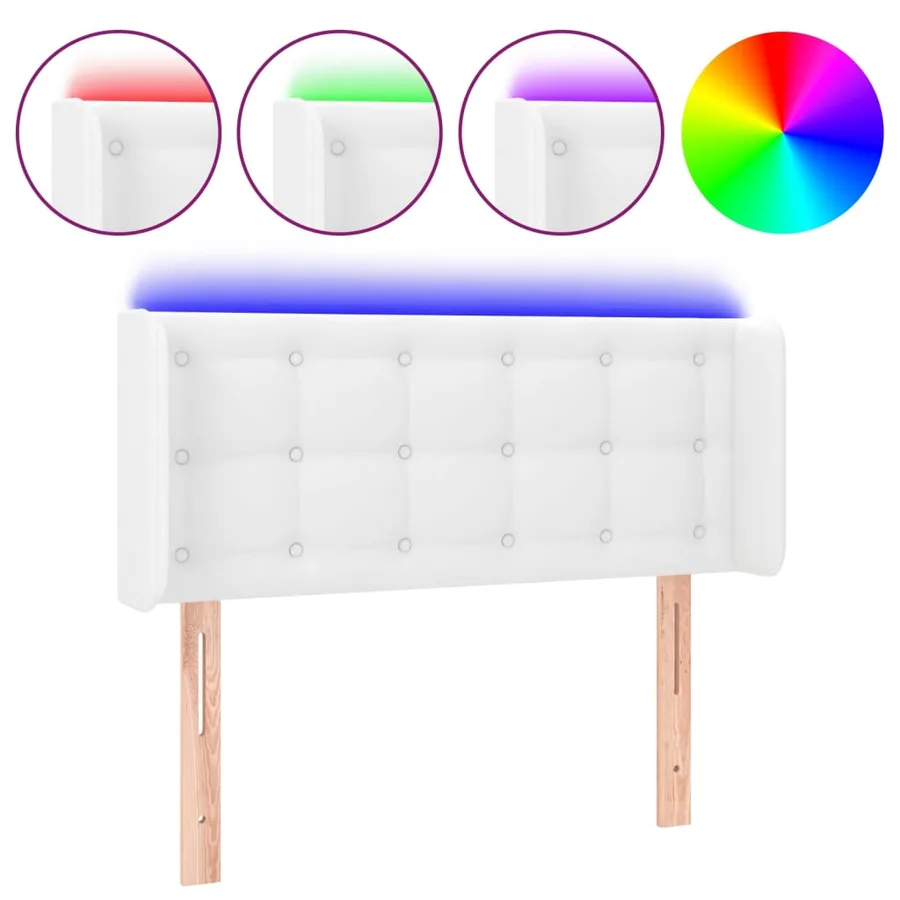 Tête de lit à LED Blanc 93x16x78/88 cm Similicuir - 2