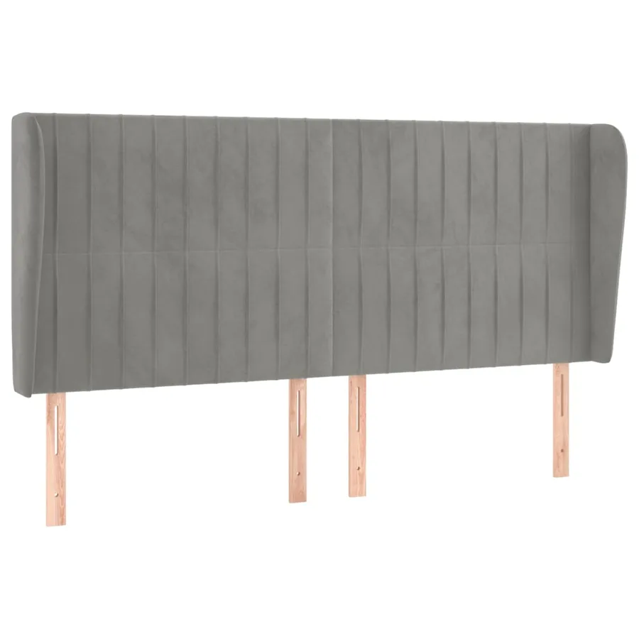 Tête de lit avec oreilles Gris clair 183x23x118/128 cm Velours - 2
