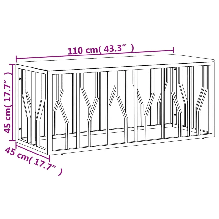 Table basse argenté acier inoxydable/bois massif récupération - 6