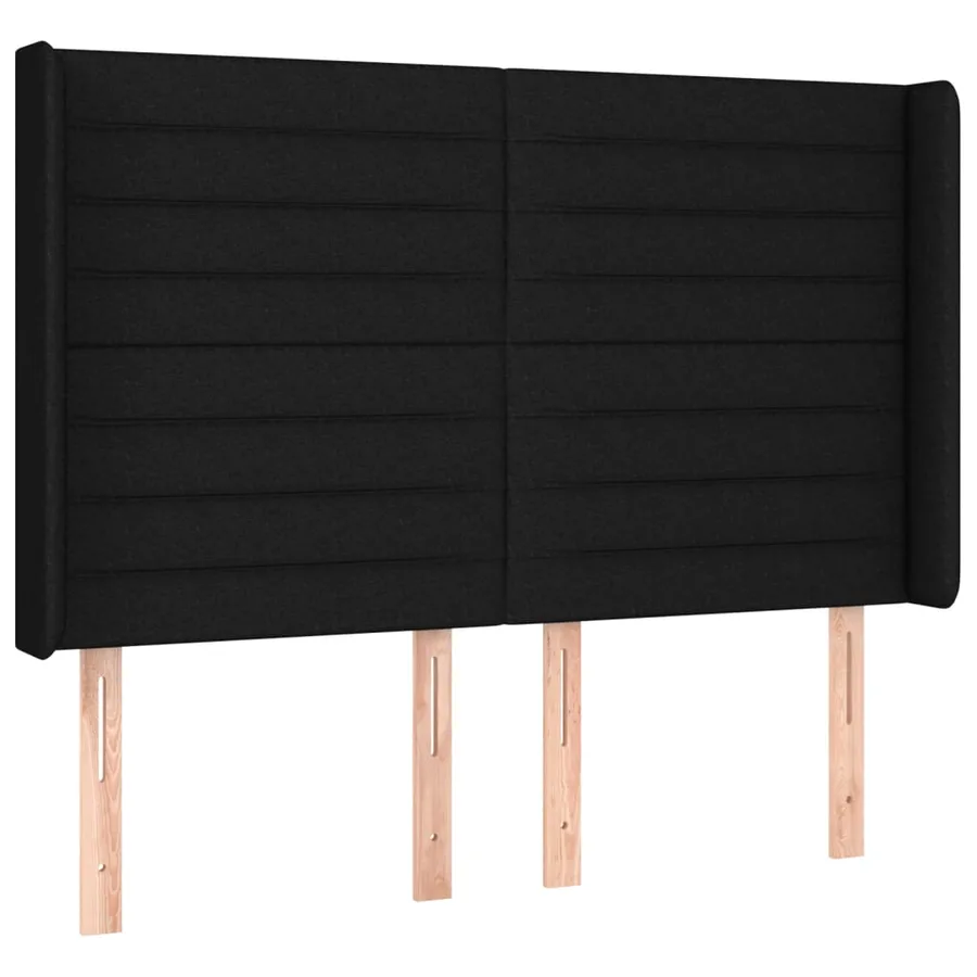 Tête de lit avec oreilles Noir 147x16x118/128 cm Tissu - 2