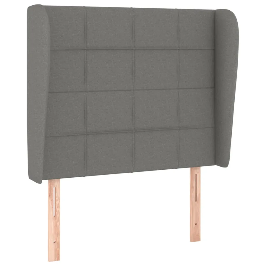 Tête de lit avec oreilles Gris foncé 103x23x118/128 cm Tissu - 2