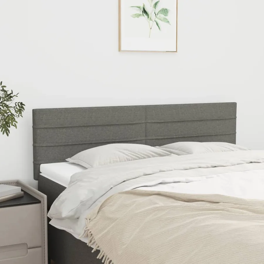 Têtes de lit Gris foncé 144x5x78/88 cm Tissu